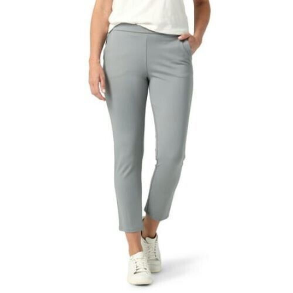 Lee Ultra Lux Comfort Any Wear Slim Leg Pants Women 8 Short Gray Side Zip NEW